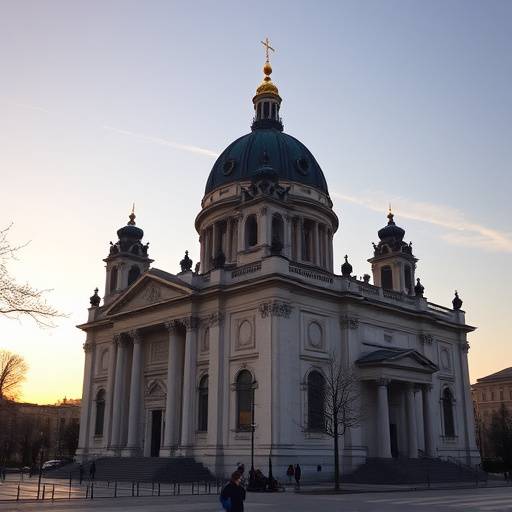 Eine Aufnahme des Stephansdoms in Wien bei Sonnenuntergang.