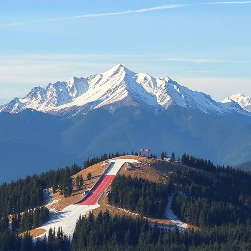 Eine Berglandschaft mit einer Skisprungschanze