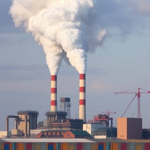 Symbolbild: Industrielle Produktionsanlage mit Rauchfahnen